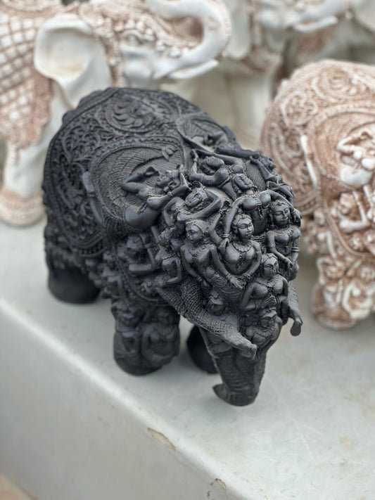 Hand-Carved Elephant – Black