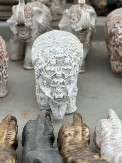 Hand-Carved Elephant – White